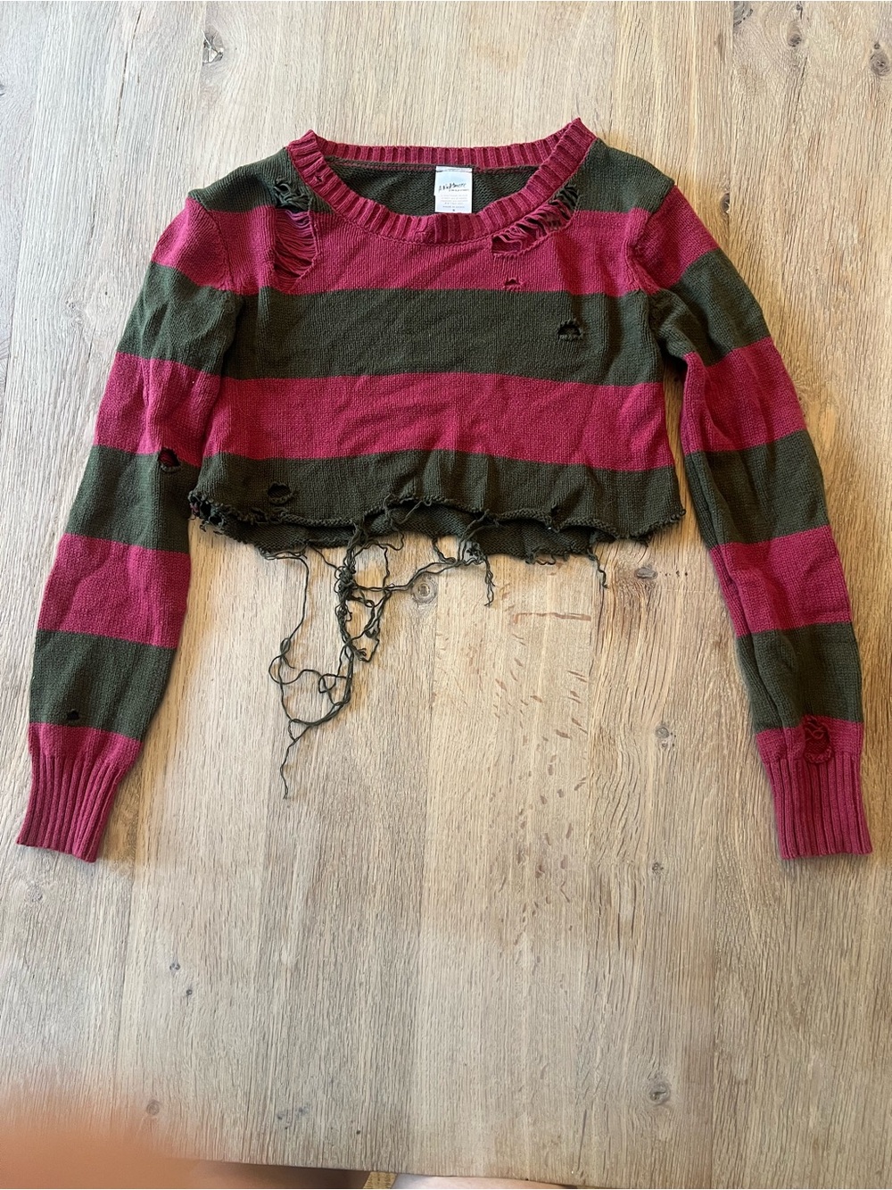 Freddy Krueger Sexy Halloween Costume Distressed Crop Sweater Top size small